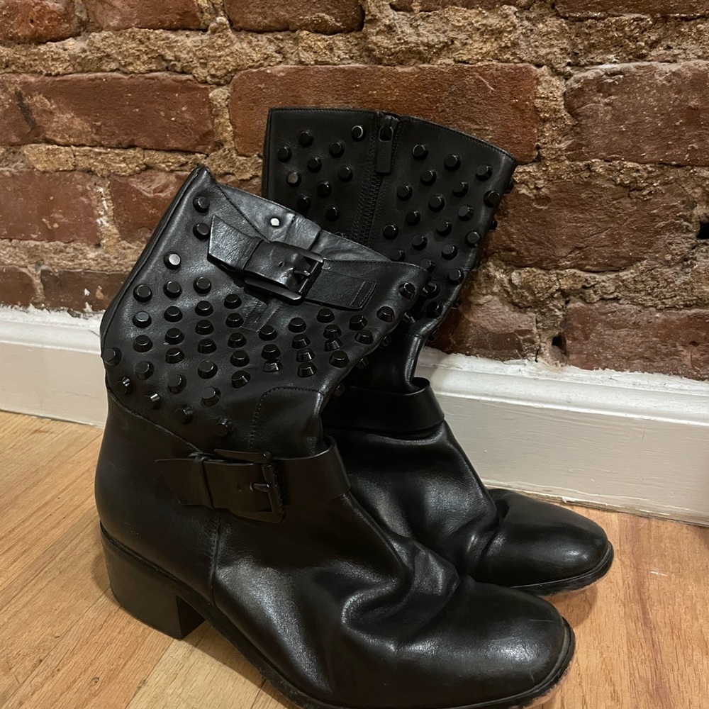Michael Kors Black Studded Combat Boots
